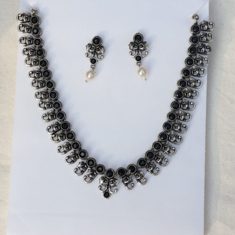 Elephant Oxidised Necklace