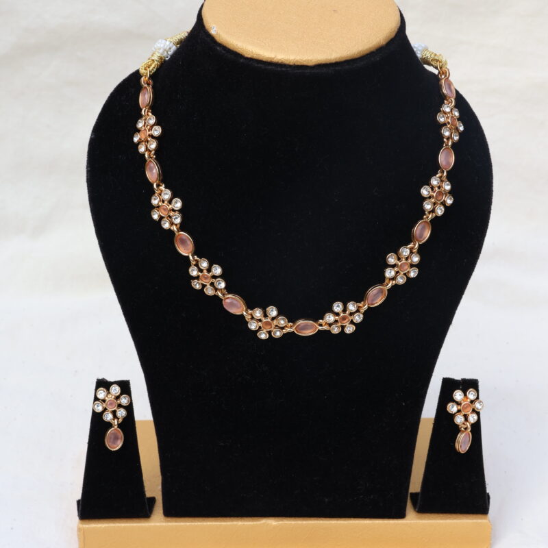 Flower AD Stone Necklace